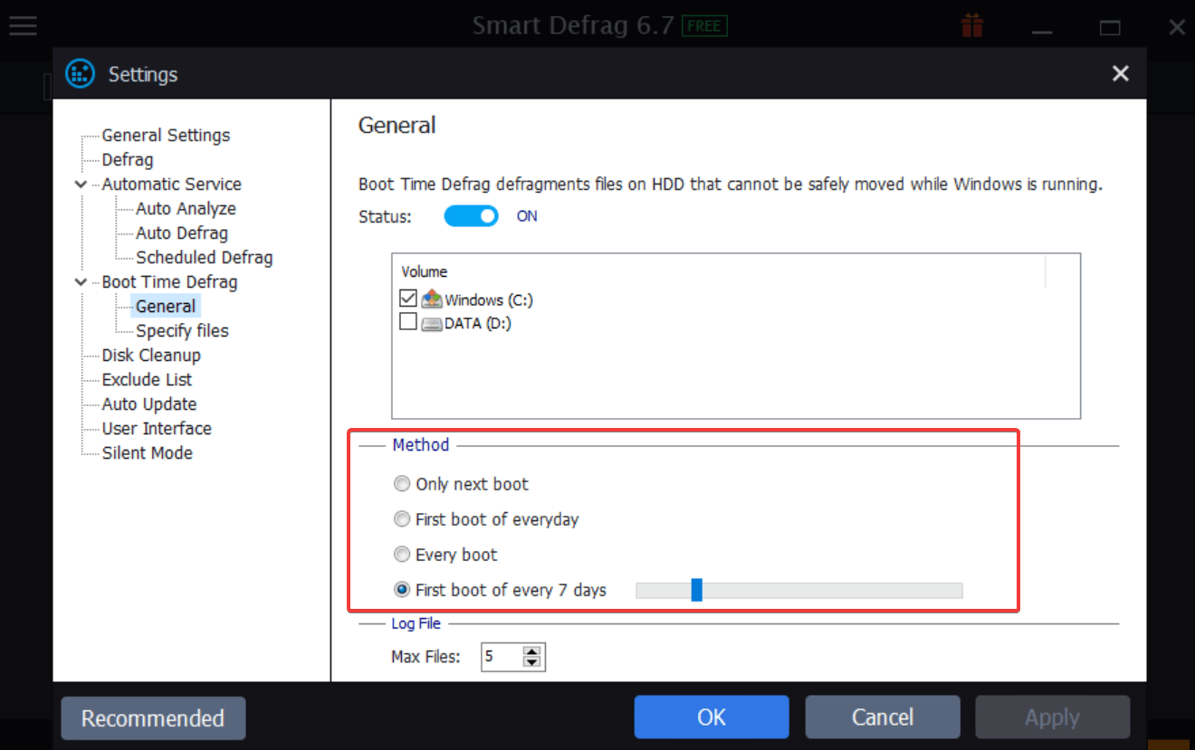 Disk defrag software