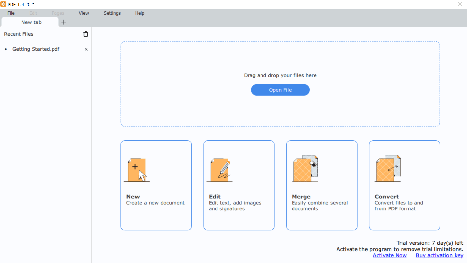 Drag and Drop File on PDFChef