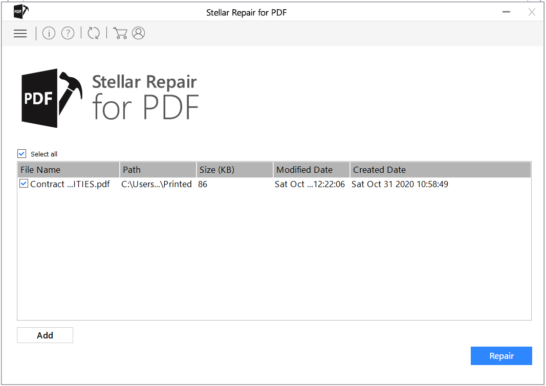 File for Stellar Repair for PDF