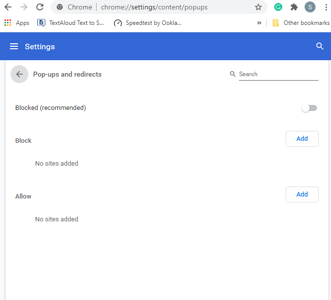 Pop ups and redirection
