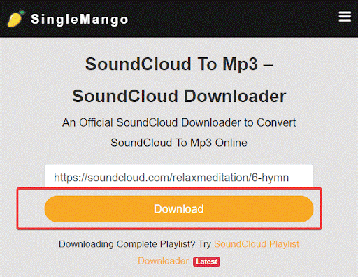 Soundcloud to mp3 - Download Button