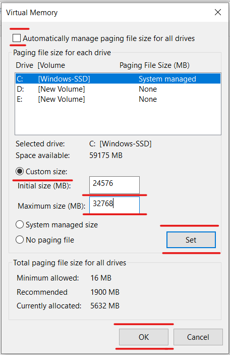 Virtual Memory option