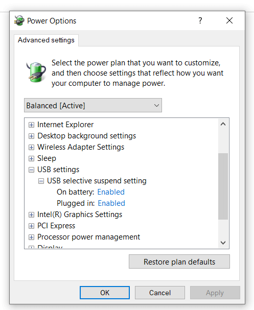 disable usb selective suspend
