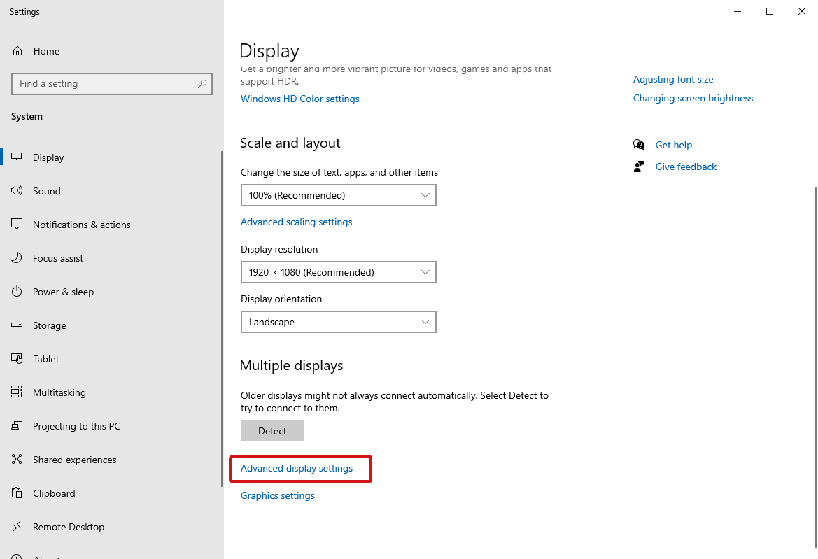 Advanced Display Settings