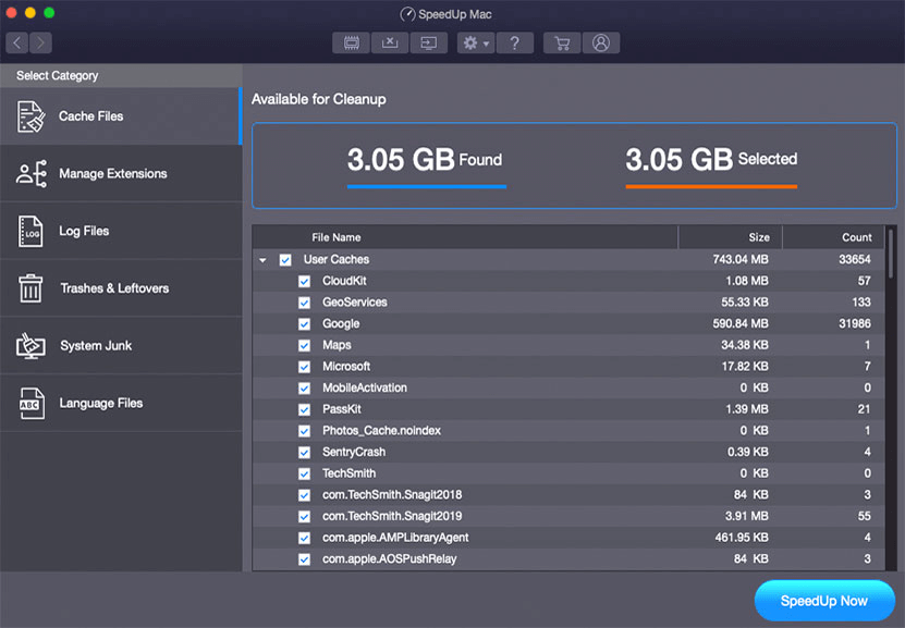 Available Cleanup - SpeedUp Mac