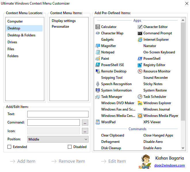 Context Menu Editor For Windows 7 and Vista
