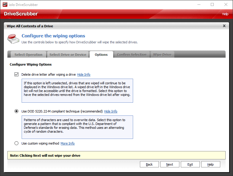 Drive Scrubber options