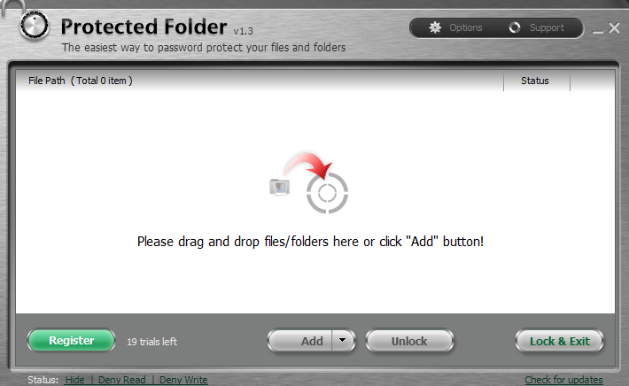 Drop the Files on Protected Folder