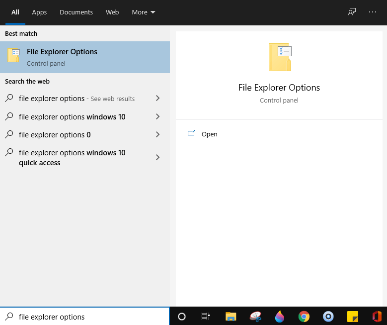 File Explorer options