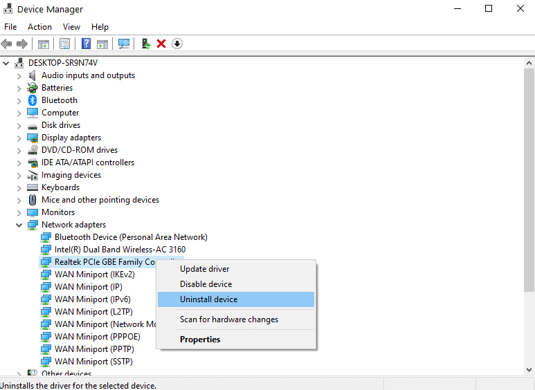 Reinstall Network Adapter Driver