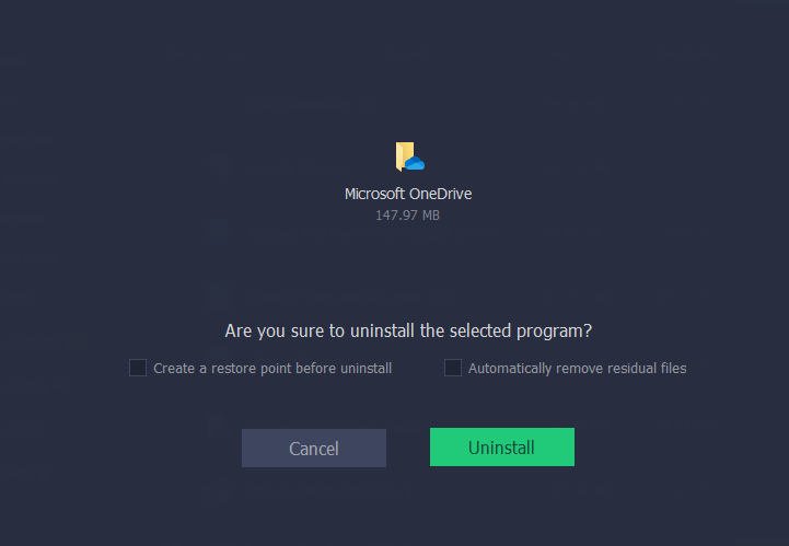 Uninstall Selected program