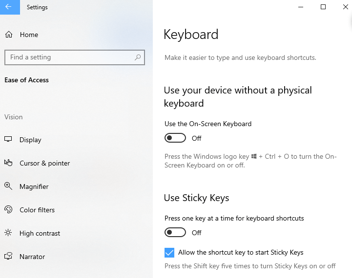 disable Stickey Keys