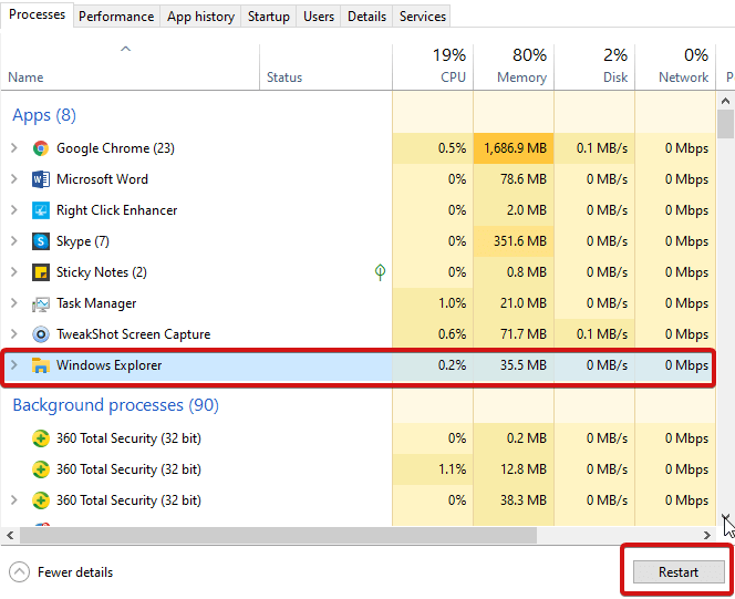 file explorer not responding