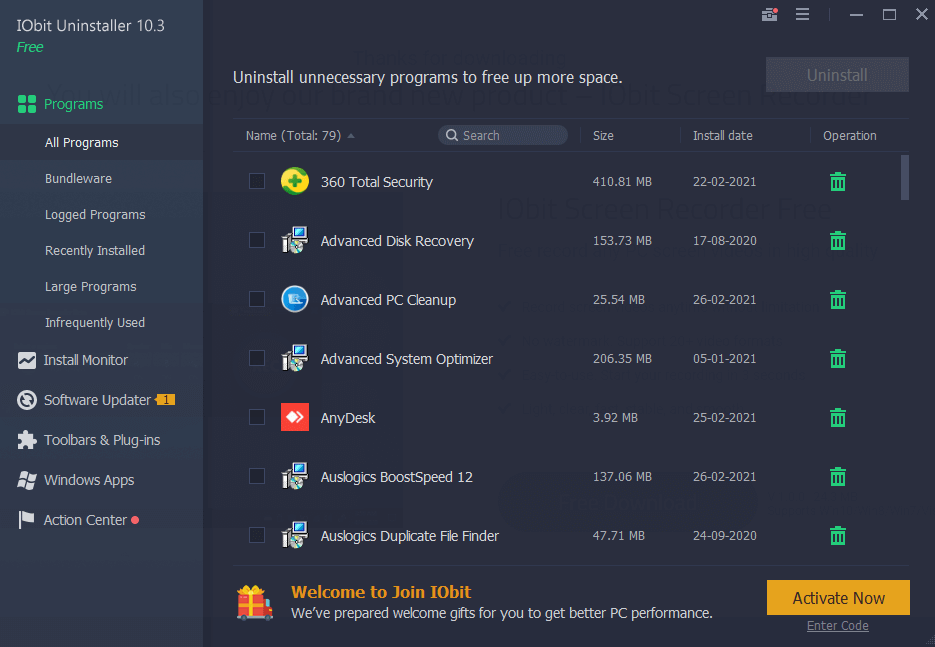 iObit Uninstaller Pro - All Programs