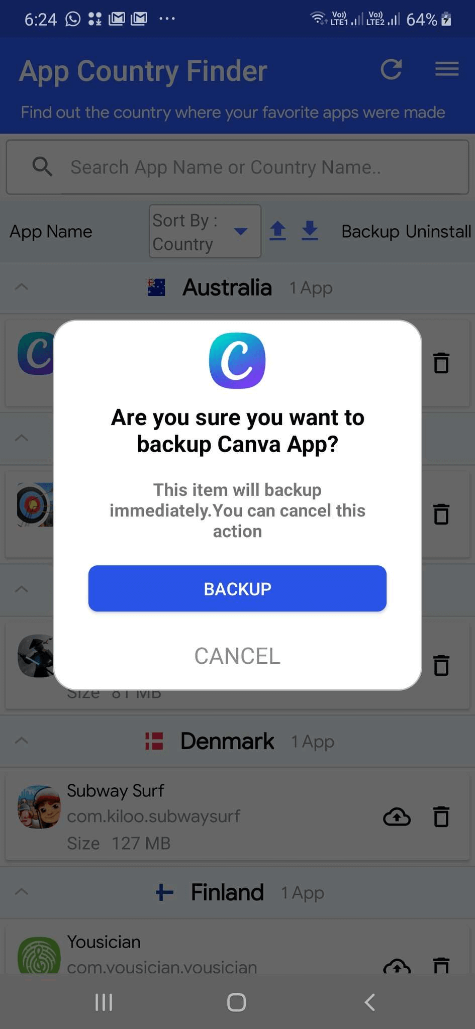 Backup Apps - App Country Finder