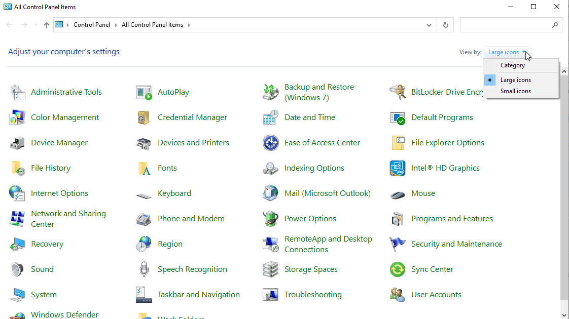 Control Panel Windows2