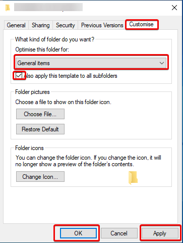 Customise General items