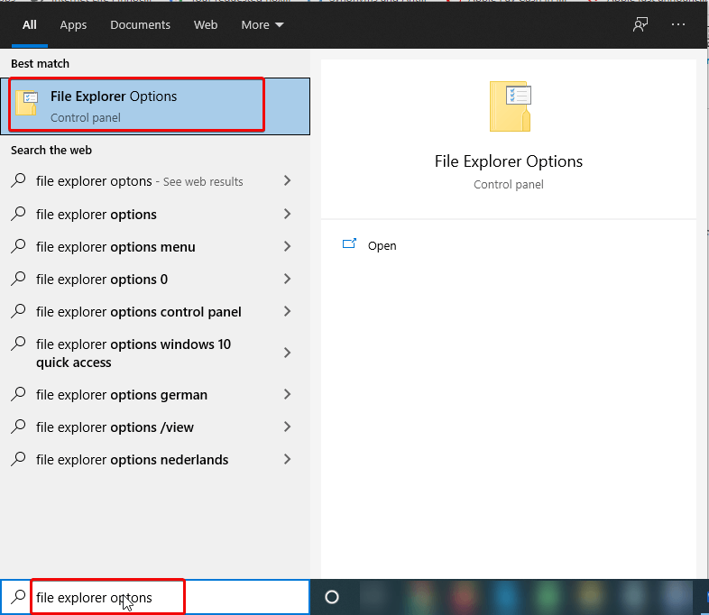 File Explorer Options