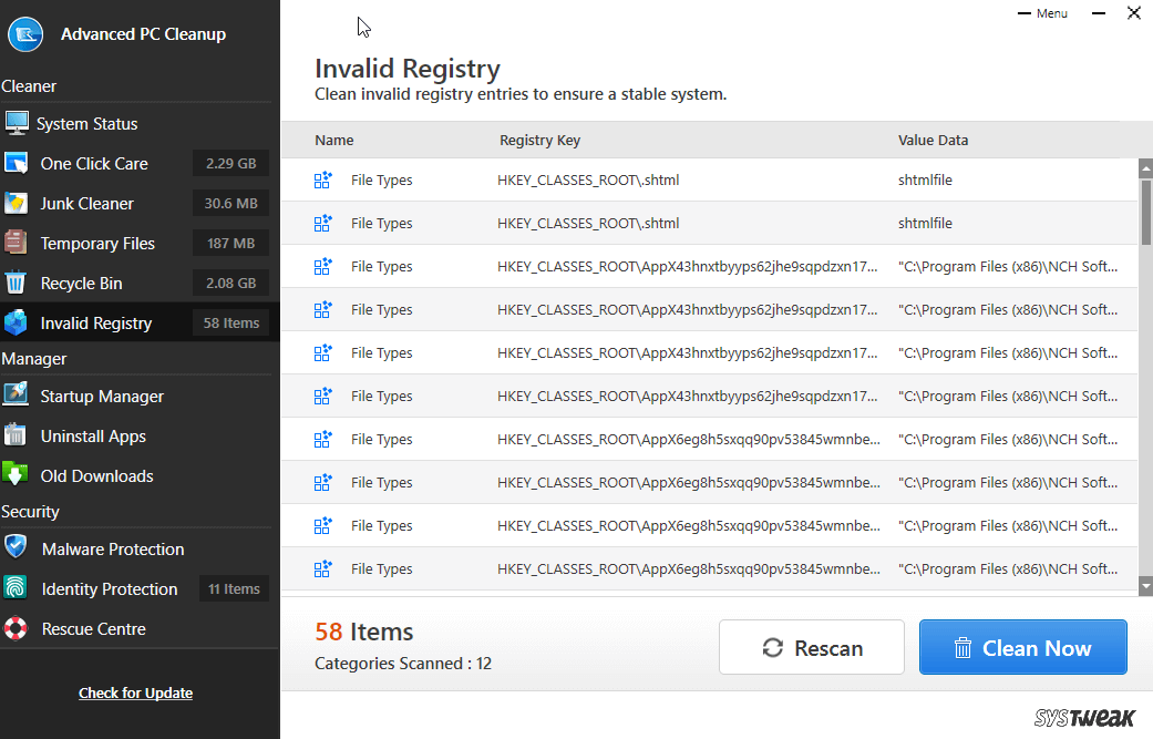 Invalid registry