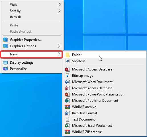 Select New Folder on Context Menu