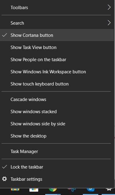 Show Cortana Button