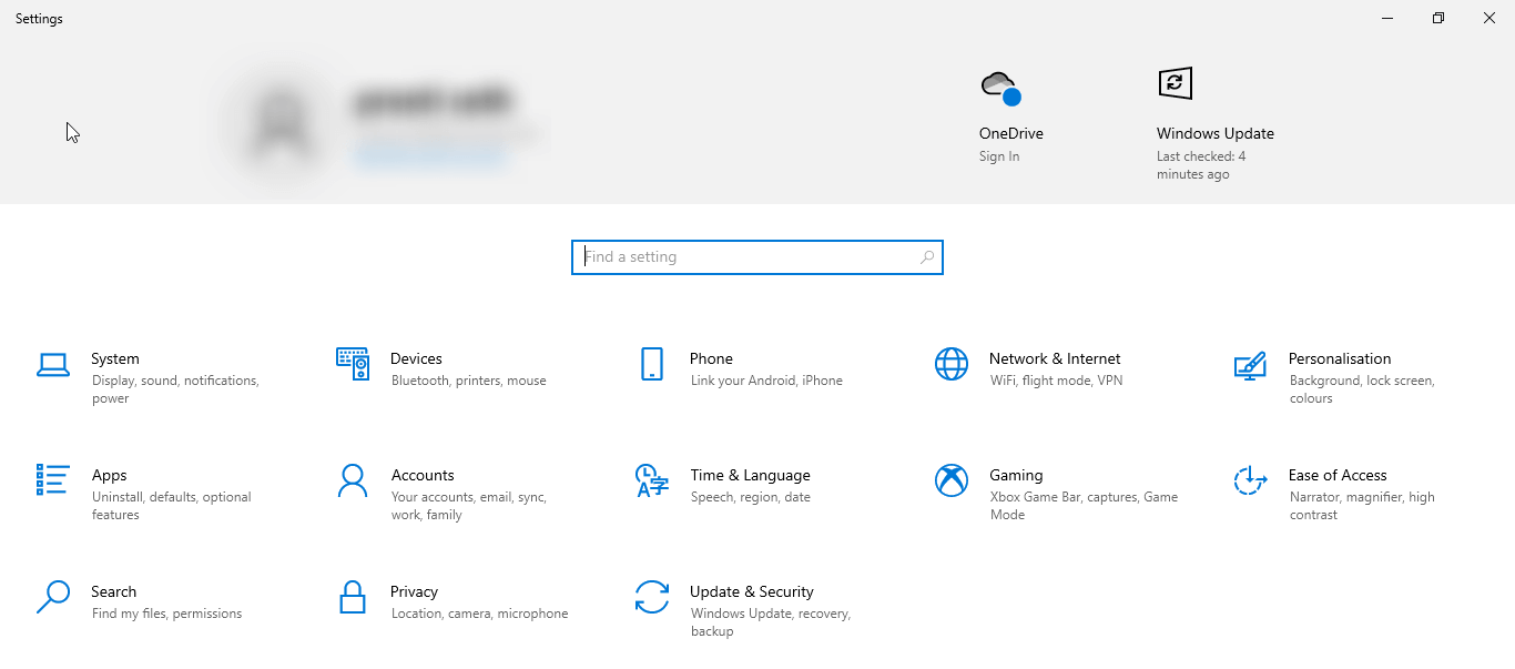 Windows control Panel