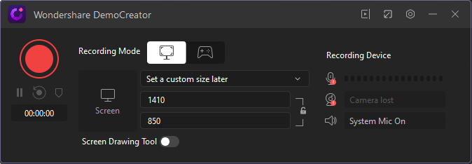 Wondershare Democreator- Recording Mode