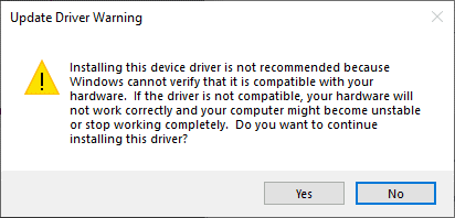 Driver warning