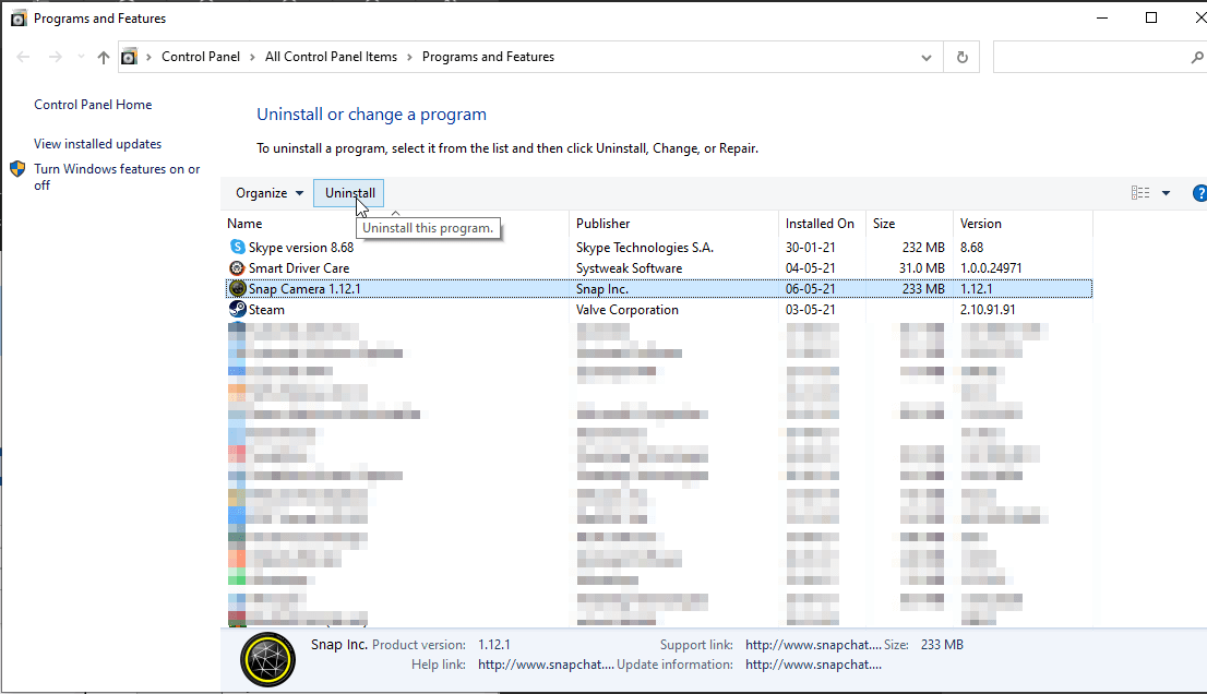 Programs and Features