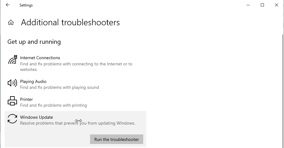 Additional Troubleshooter