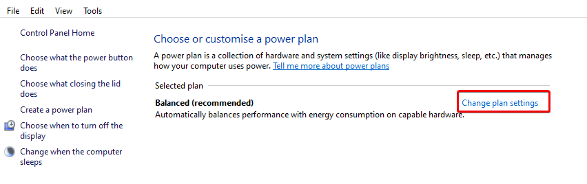 Change Plan Settings