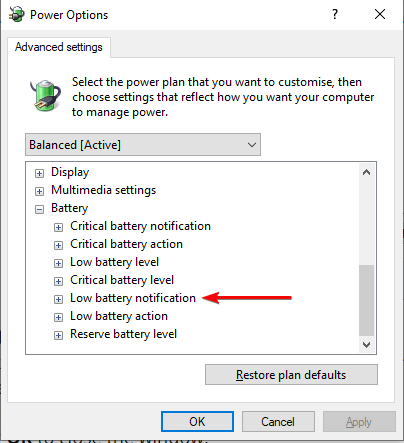 Power options - Advanced Setting