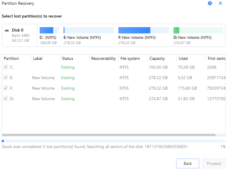 Select Lost Partition to recover