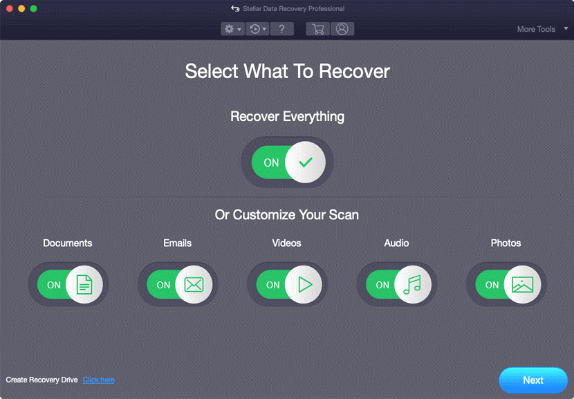 Select what to recover