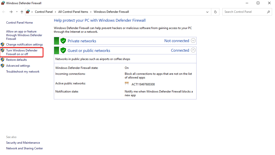 Windows Defender FIrewall