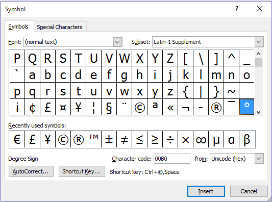 Symbol options