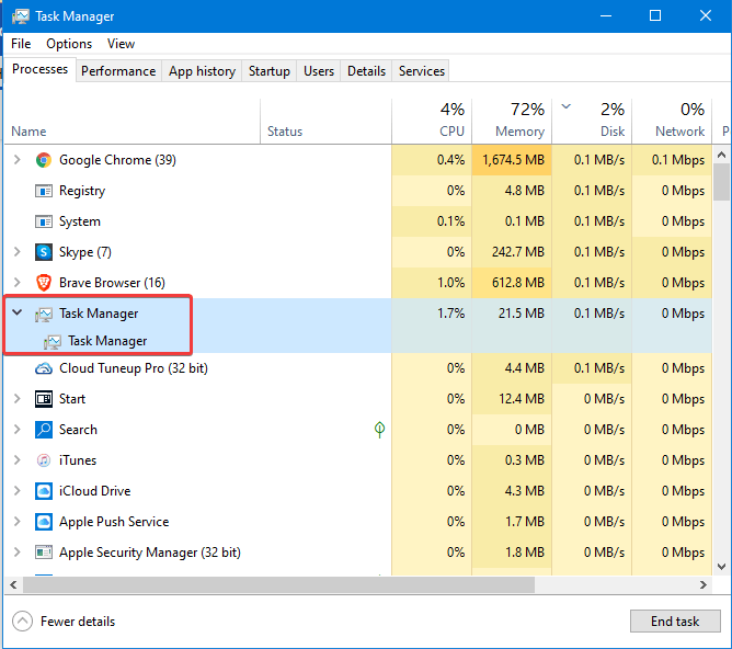 Task Manager option