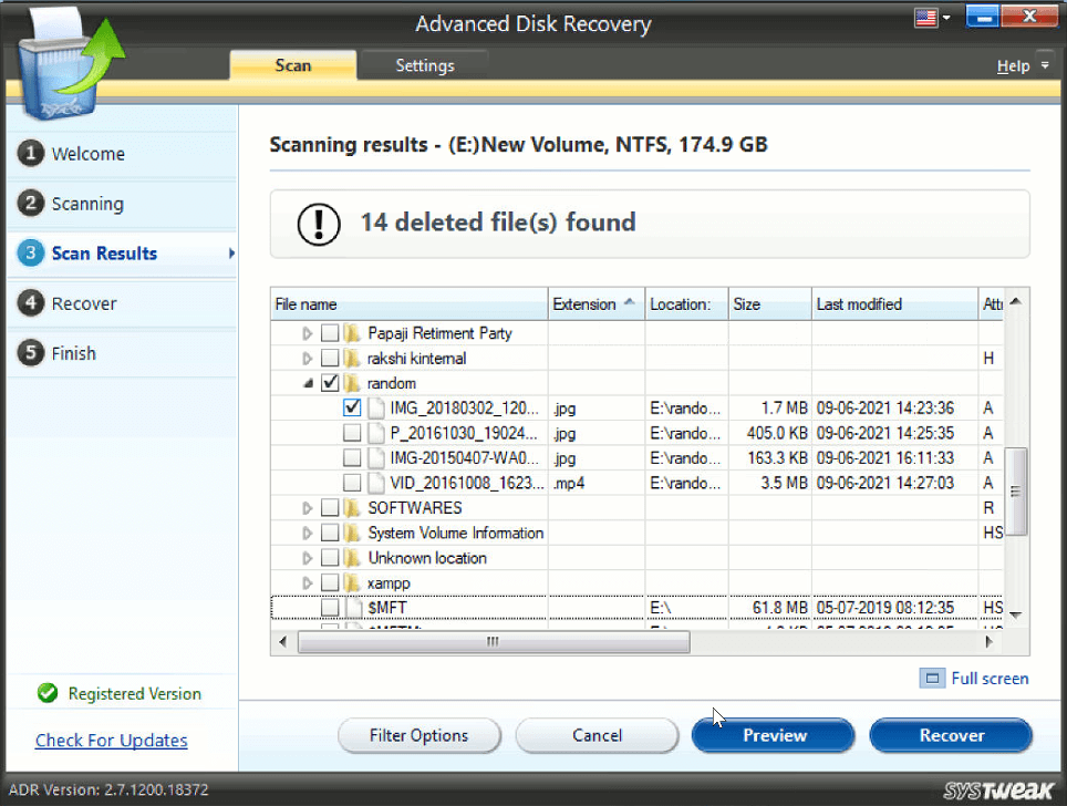 Advanced Disk Recovery - Scan Result