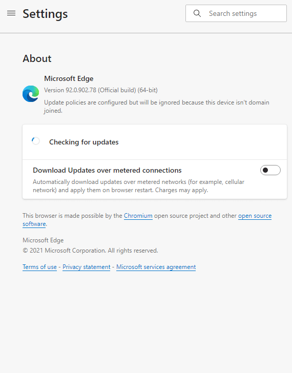 Microsoft Edge Setting