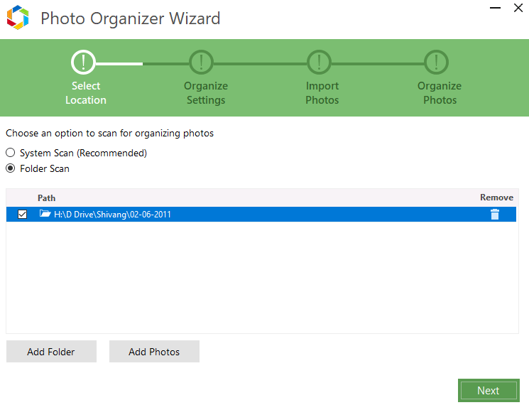 Photo Organizer Wizard _ Folder Scan