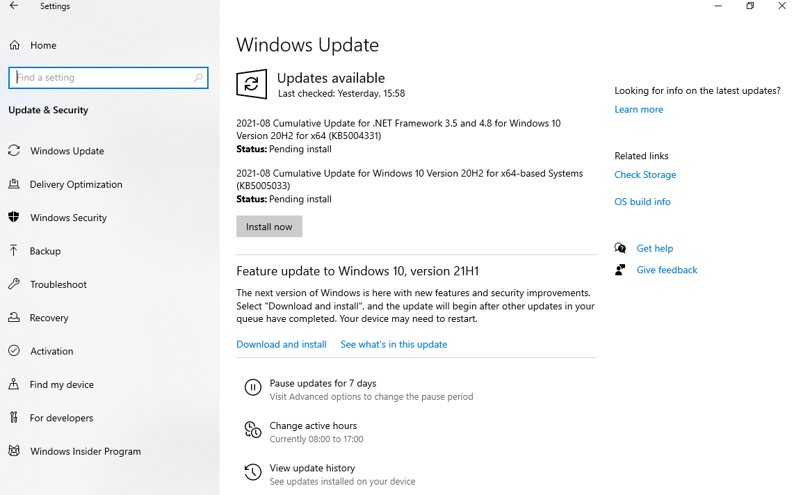 Windows Update Available (1)