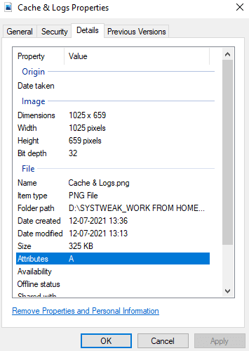 Cache and Logs Properties