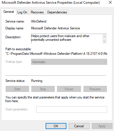 Microsoft Defender Antivirus property