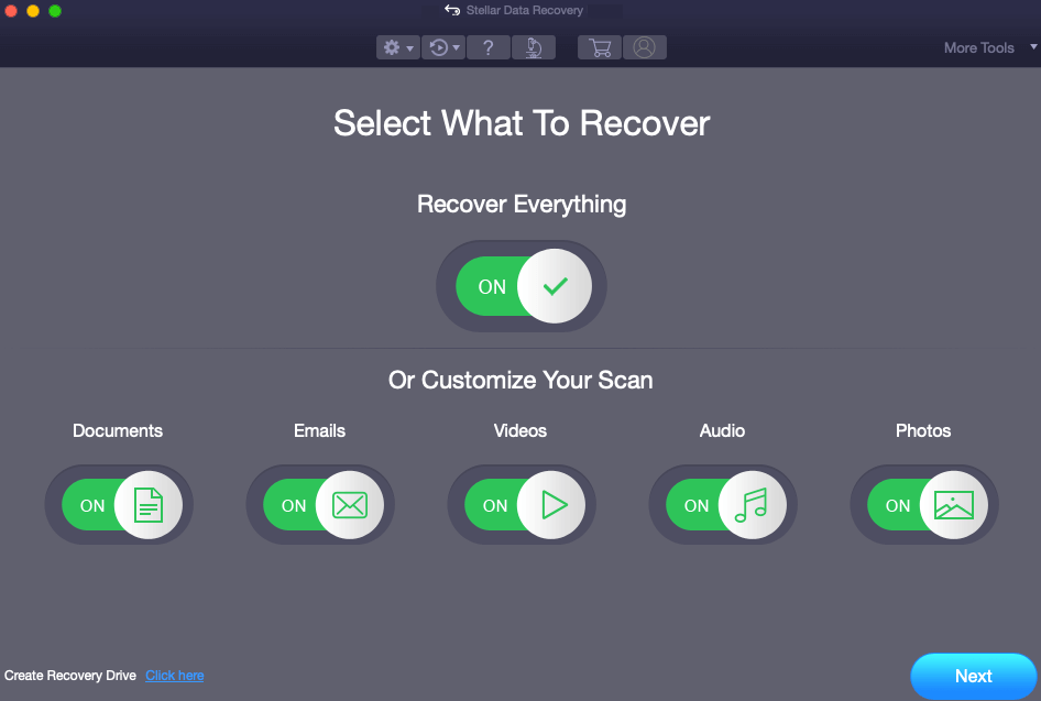 Select What to recover