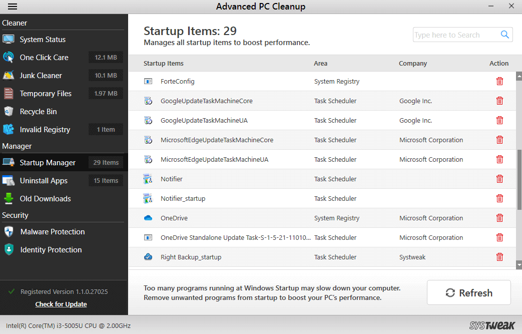 Advanced PC Cleanup - Startup