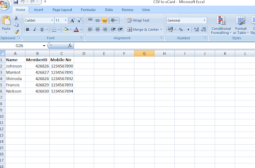 Excel file