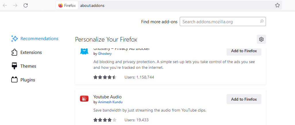 Firefox personalize