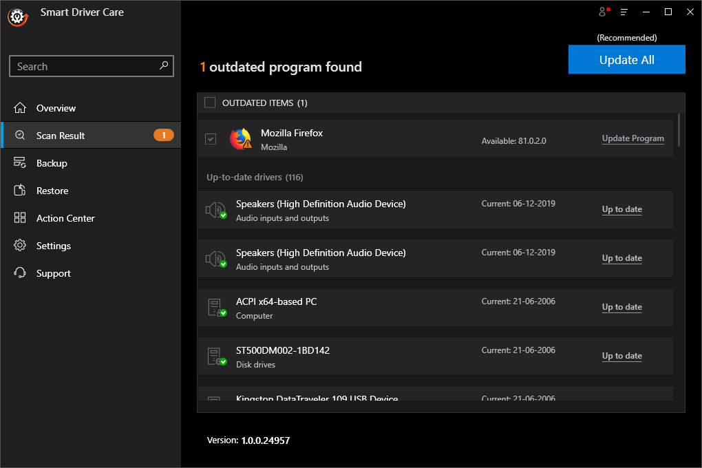 Smart Driver Care - outdated software