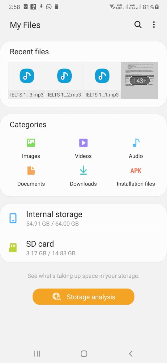 Storage Analysis on Android Files