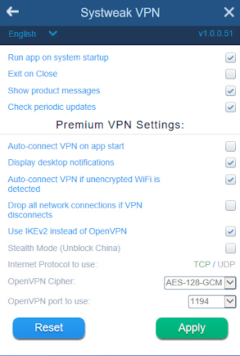 VPN settings